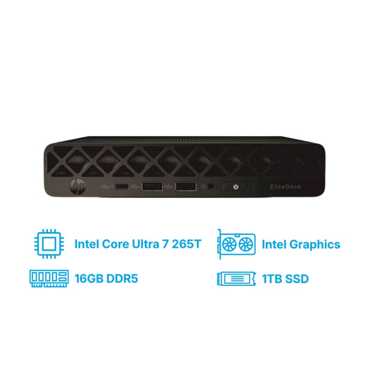 Računalnik HP Mini ProDesk 4 G1i Ultra 7-265T/Q870/16GB/1TB/1xM.2 prost/Intel grafika HDMI 2xDP /BT WiFi RJ45/90W-89%/Win11Pro BY7D1ET
