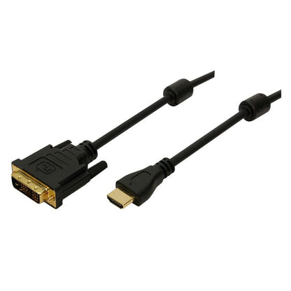 Kabel HDMI(m)=>DVI Digital(18+1)(m) 3,00m pozlačeni kontakti in feritno jedro črn LogiLink (CH0013)