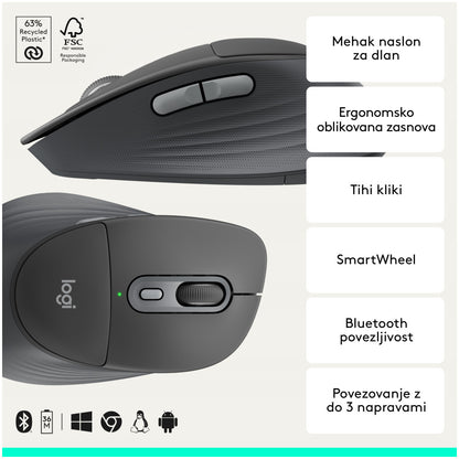 Miš Bluetooth Logitech Signature Comfort Plus M850 L velikost grafitna (910-007715)