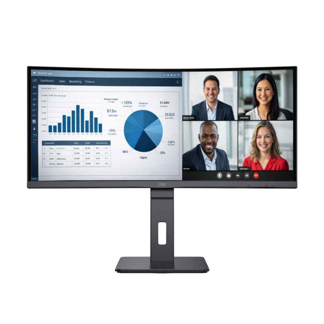 Monitor AOC 86,4 cm (34,0") CU34P3CV 3440x1440 Curved 100Hz VA 4ms HDMI DisplayPort USB-C 65W 4xUSB3.2 HAS Zvočniki 2x5W  3H RJ45 KVM