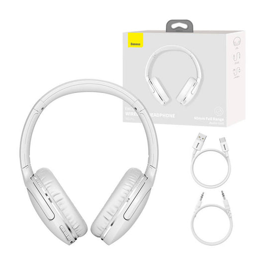 Slušalke brezžične BASEUS naglavne BT/1x3,5mm D02 Pro bele ENC (NGTD010302)