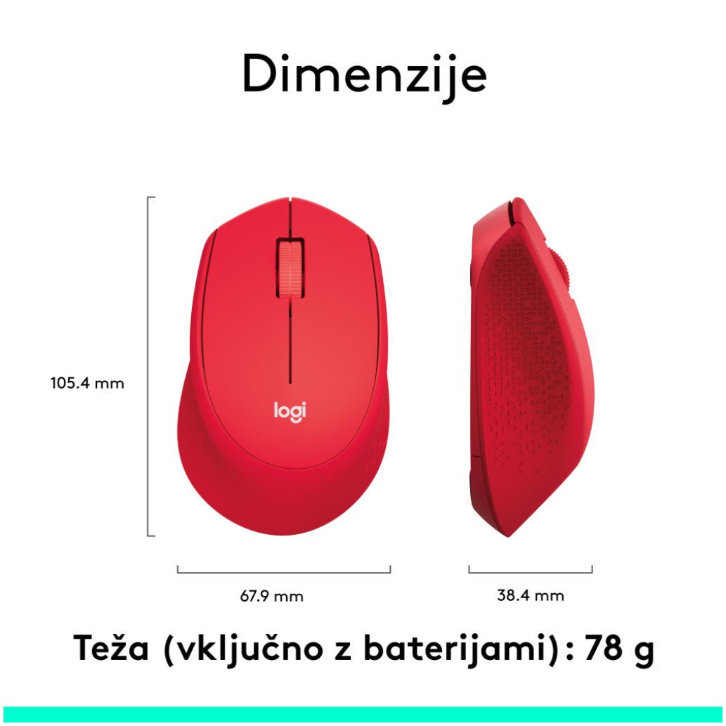 Miš Logitech brezžična optična M330 rdeča silent plus (910-004911)