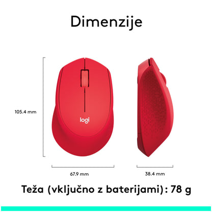Miš Logitech brezžična optična M330 rdeča silent plus (910-004911)