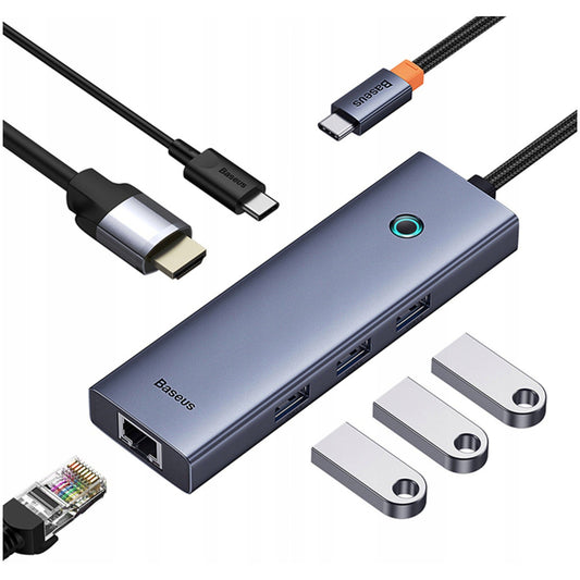 Priklopna postaja USB-C => BASEUS UltraJoy 1xHDMI 3xUSB3.0 USB-C 100W 1xLAN (B00052807813-00)