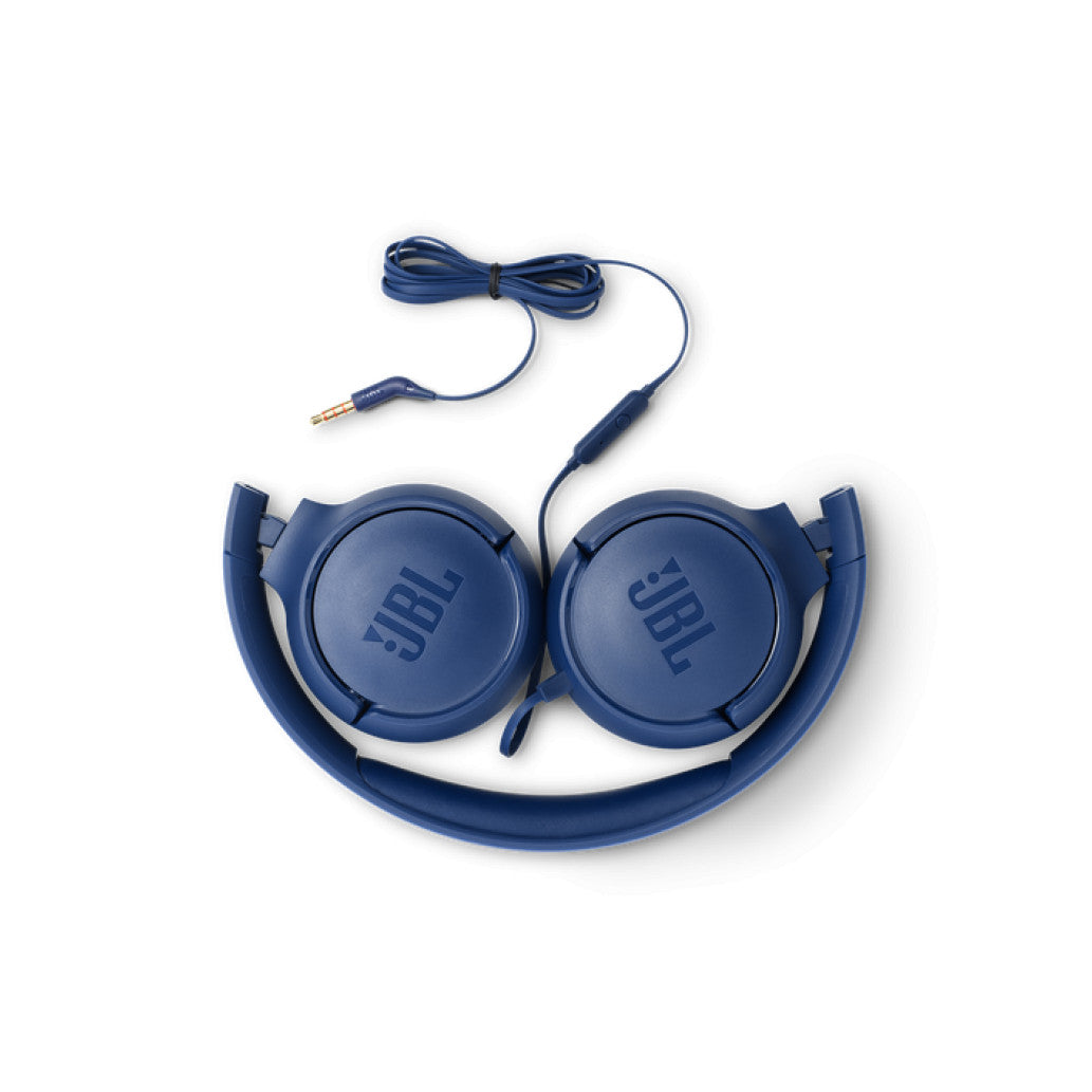 Slušalke žične JBL naglavne 1x3,5mm Tune 500 modre z mikrofonom (JBLT500BLU)