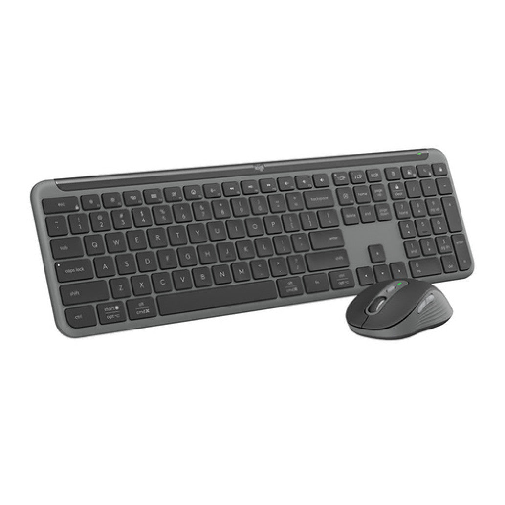 Tipkovnica in miš Logitech brezžična + Bluetooth Signature Slim Combo MK950 US international grafitna Bolt USB reciever SLO gravura (920-012490)