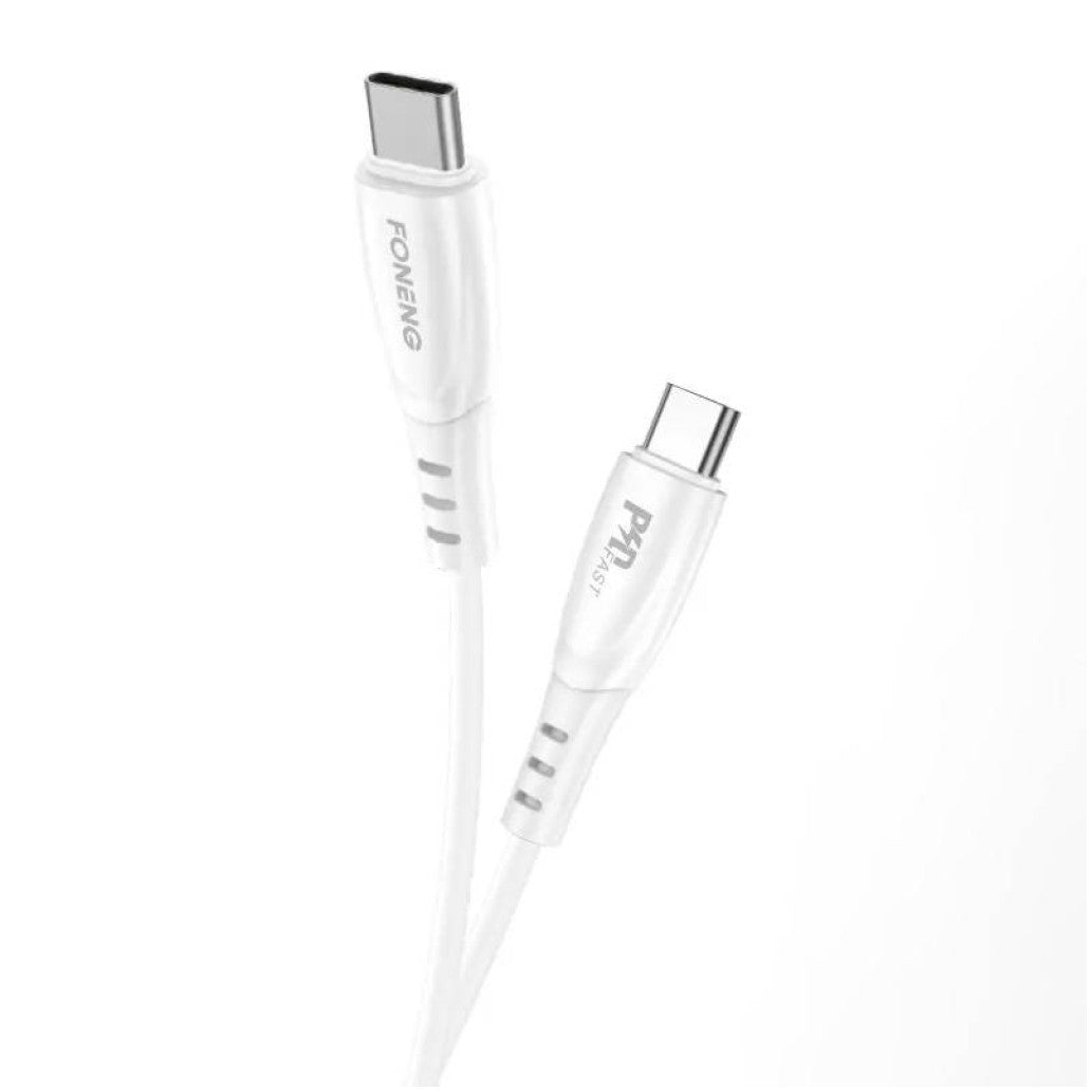 Kabel USB-C => USB-C 1,00m 20V/3A 60W Foneng X73 bel (X73 Type-C to Type-C)