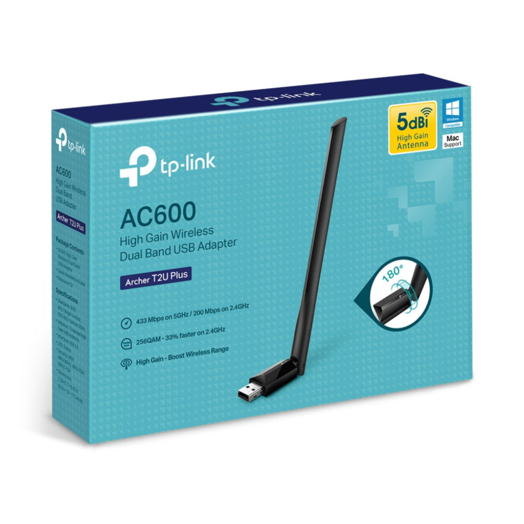 Brezžični mrežni adapter USB 2.0 TP-Link WiFi5 802.11ac AC600 600Mbit/s Dualband 1x antena (ARCHER T2U PLUS)