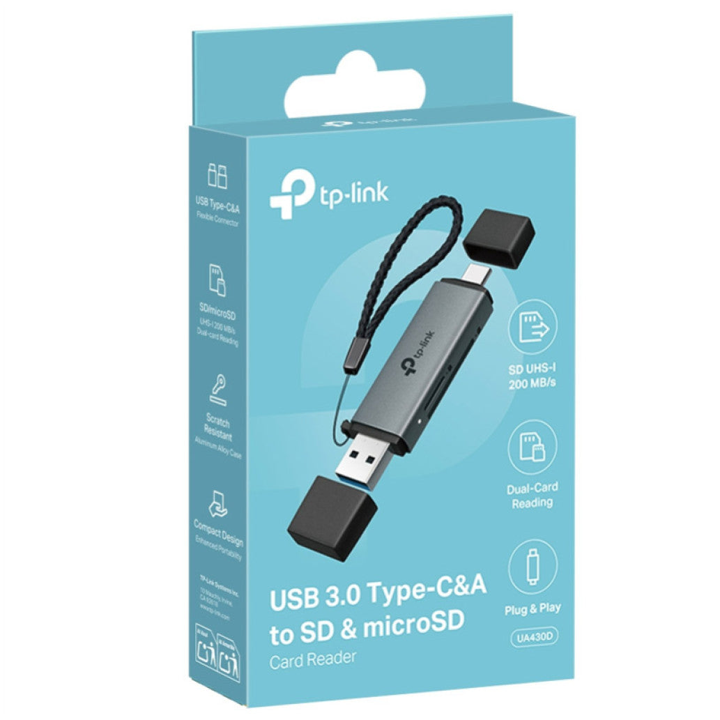 Zunanji čitalec kartic TP-Link UA430D USB-C za MS SD microSD siv (UA430D)
