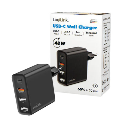 Hišni polnilec 110-240V => 1x USB-C 3x USB-A 48W LogiLink (PA0377)