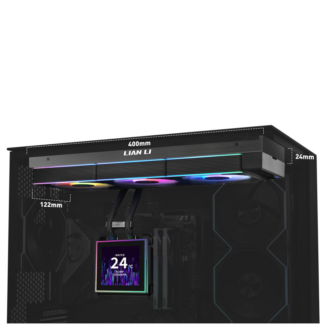 Vodno hlajenje Lian-Li HydroShift II LCD-S - 360mm RGB črna (WASE-996)