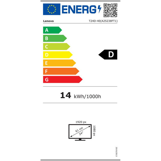 Monitor Lenovo 60,5 cm (23,8") T24D-40 1920x1080 120Hz IPS 4ms HDMI DisplayPort USB-C 100W DP-Out 3xUSB3.2 USB-C-Out Pivot Zvočniki  sRGB99% RJ45 ThinkVision