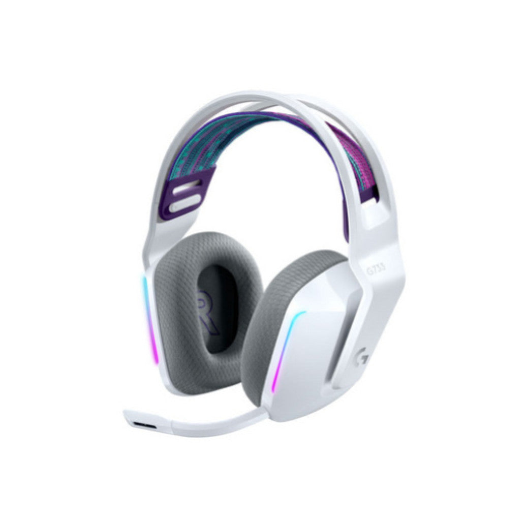 Slušalke brezžične naglavne 2.4GHz stereo Logitech G733 Lightspeed gaming z mikrofonom - bele (981-000883)