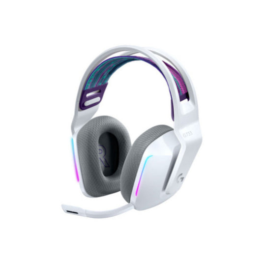Slušalke brezžične naglavne 2.4GHz stereo Logitech G733 Lightspeed gaming z mikrofonom - bele (981-000883)