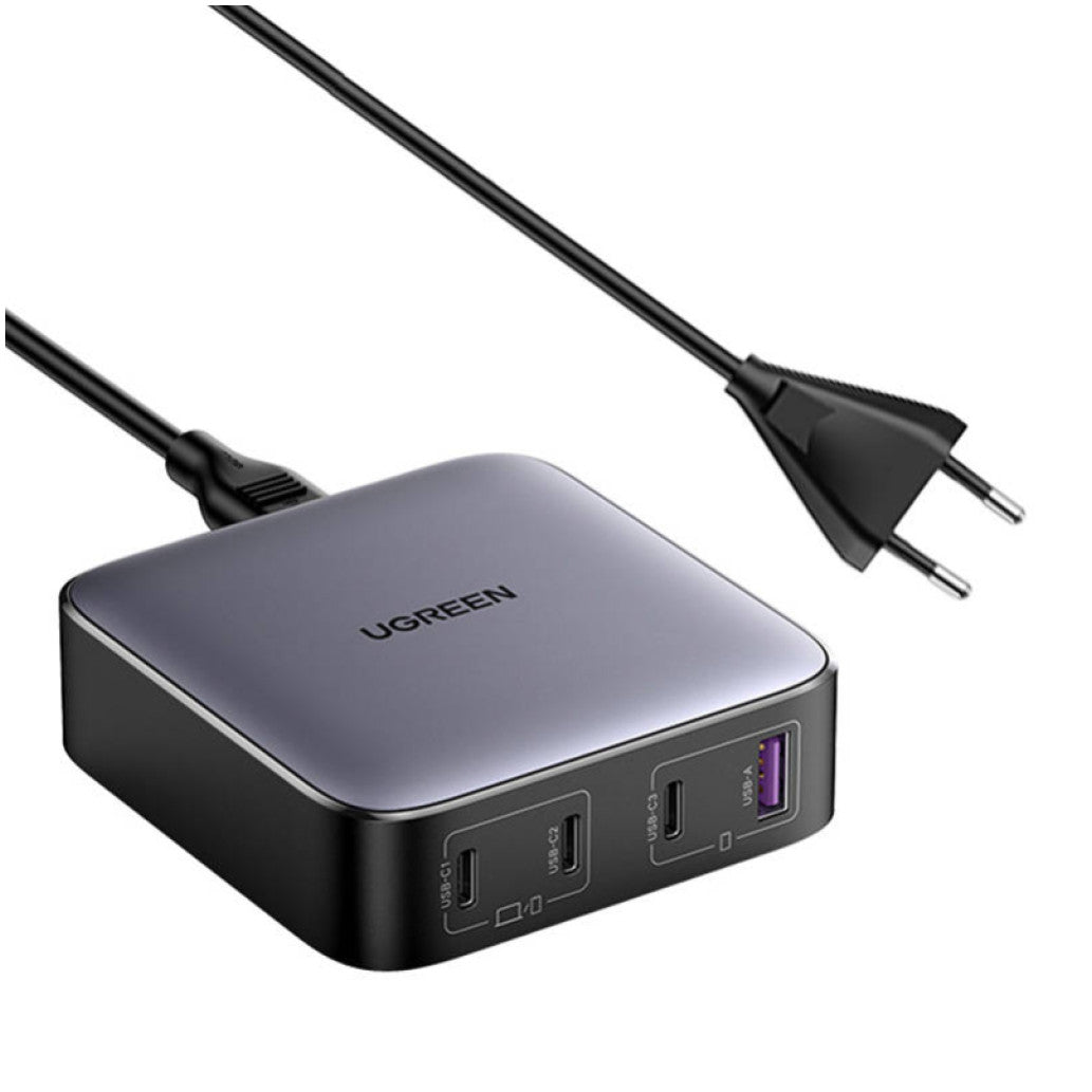 Hišni polnilec 100-240V => 1x USB-A (ž) 3x USB-C 100W GaN Nexode Charger Ugreen CD328 črn (90928)