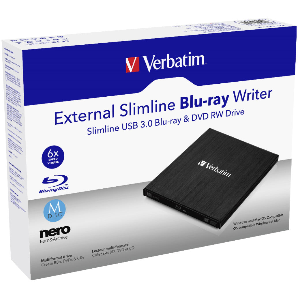 Blueray Externi zapisovalnik USB Verbatim Slimline (43890)