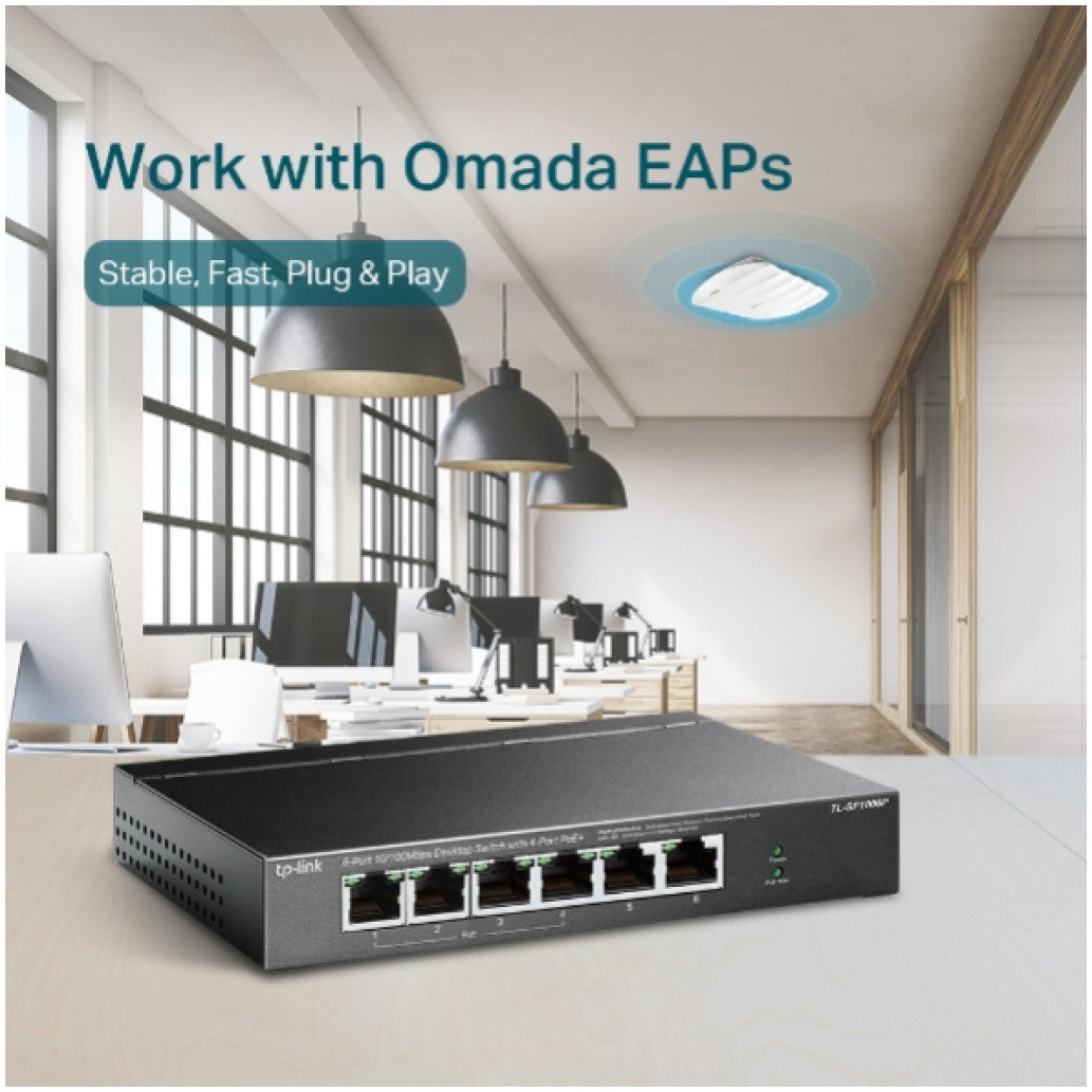 STIKALO 6-PORT TP-Link Smart 10/100 PoE+ (TL-SF1006P)