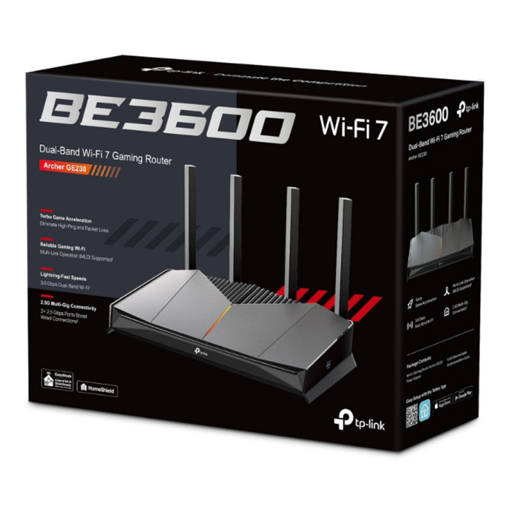 Usmerjevalnik brezžični TP-Link Archer GE230 WiFi7 802.11be BE3600 2,5Gb 4xLAN+WAN 4x antena (Archer GE230)