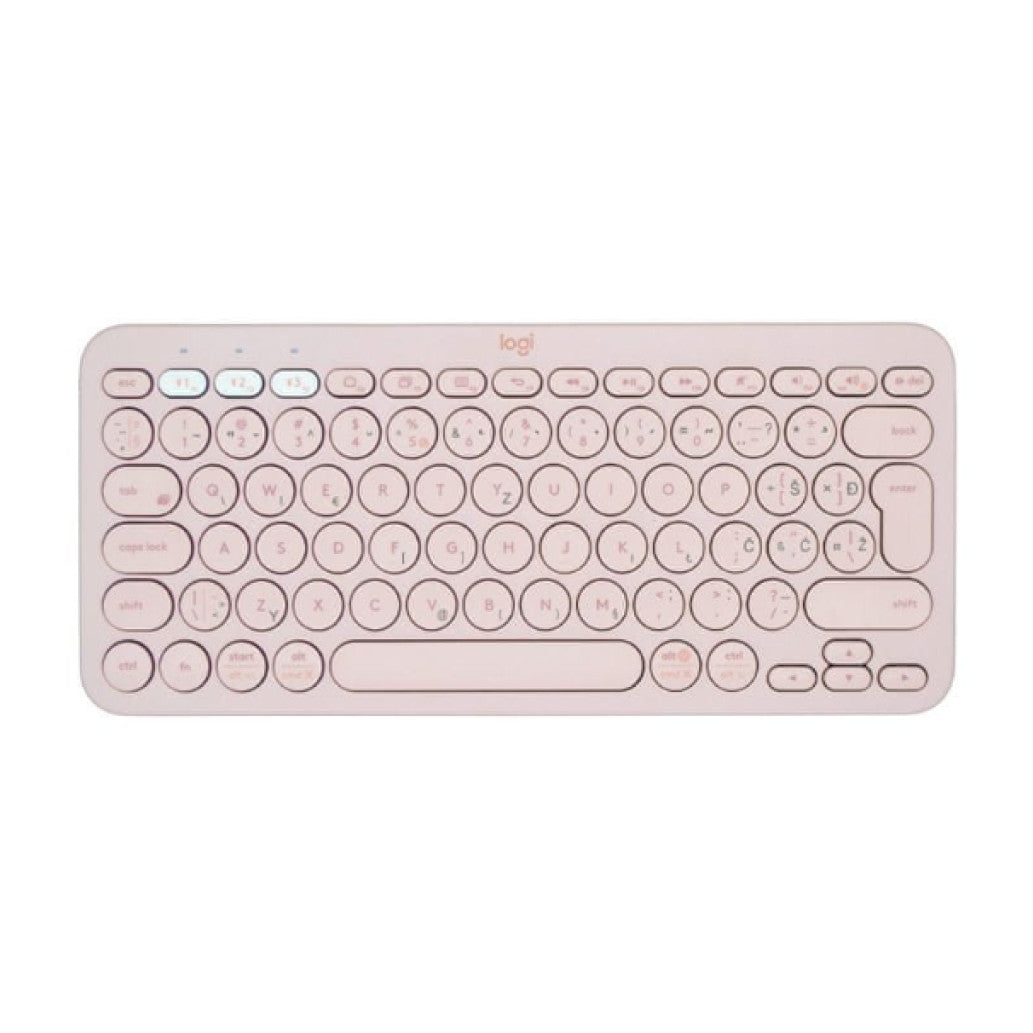 Tipkovnica Logitech brezžična K380 Multi-Device SLO mini roza SLO gravura (920-009867)