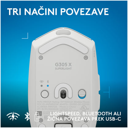 Gaming miška brezžična Logitech G305 X Superlight, bela (910-007747)