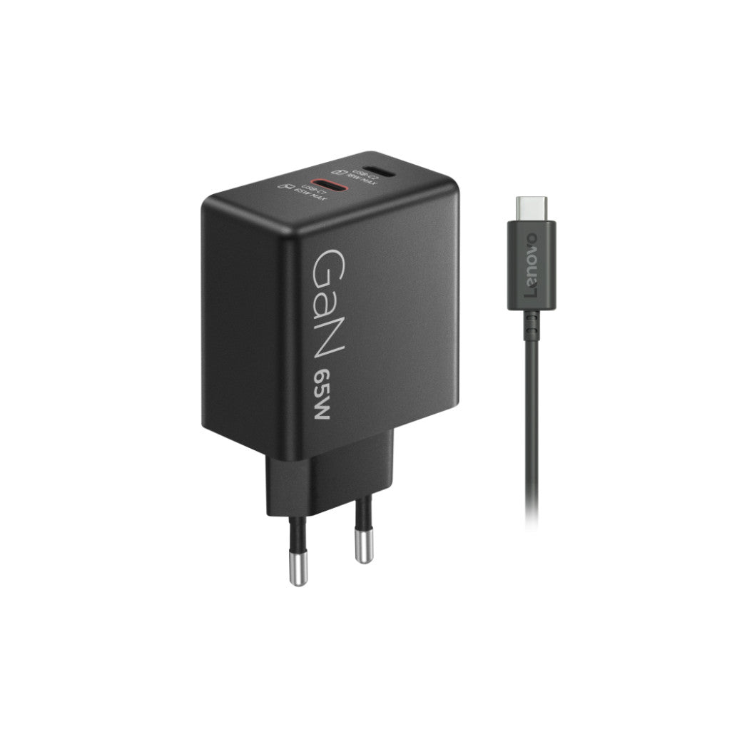 Hišni polnilec 100-240V => 2x USB-C 65W Lenovo Dual GaN + priložen USB-C kabel