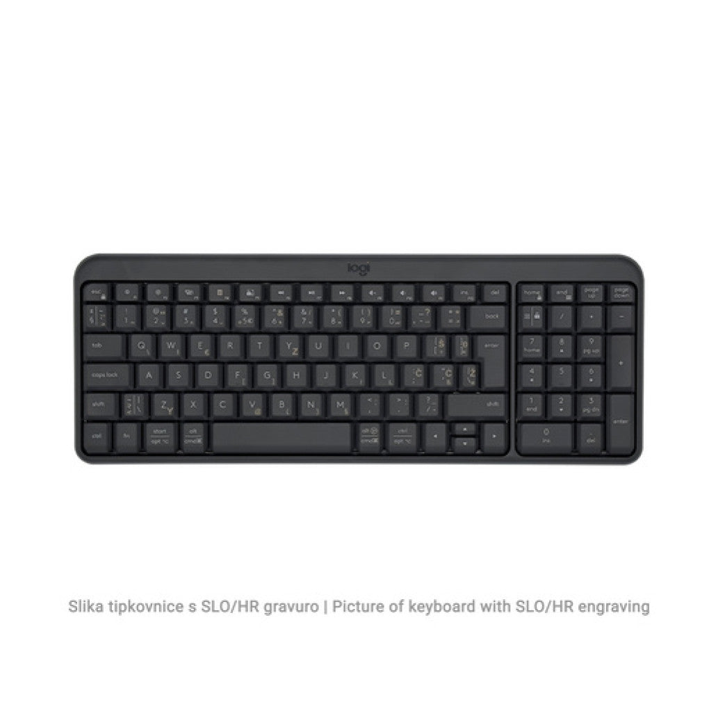 Tipkovnica in miš Logitech brezžična MK250 US international grafitna SLO gravura (920-013519)