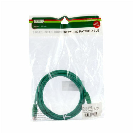 KABEL PATCH UTP Cat.5e 3,00m RJ45 10/100 Digitus - zelen (DK-1511-030/G)