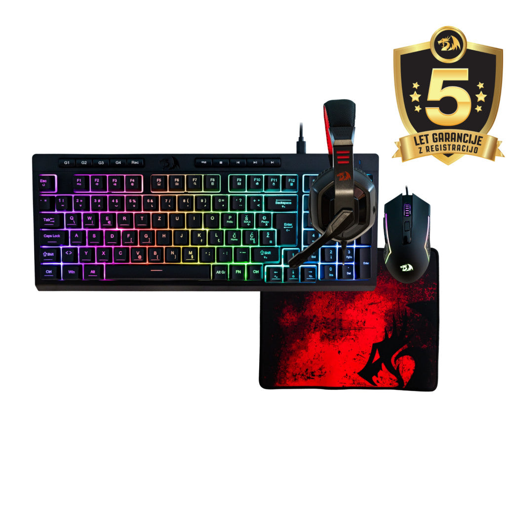 Tipkovnica in miš Redragon Žična gaming S149-BA SET SLO črna SLO gravura (21996)