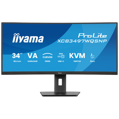 Monitor Iiyama 86,4 cm (34,0") XCB3497WQSNP-B1 3440x1440 Curved 120Hz VA 0,4ms 2xHDMI DisplayPort USB-C 95W 2xUSB3.2 2xUSB-C-Out HAS Zvočniki 2x5W  sRGB99% AdaptiveSync RJ45 KVM ProLite