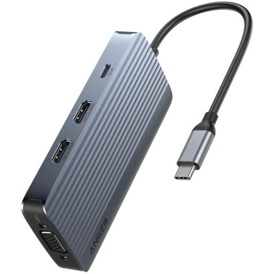 Priklopna postaja USB-C => Anker 8v1 2xHDMI 1xVGA 3xUSB3.1 1xUSB-C 85W (A83790A2)
