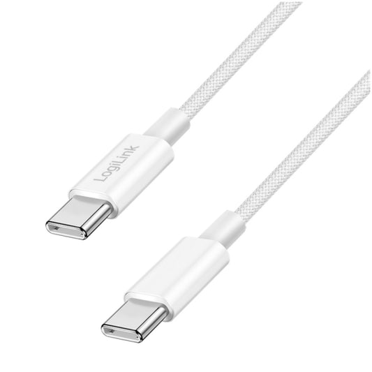 Kabel USB-C (m) => USB-C (m) 2.0 najlon ovoj 1,5m 60W 3A/20V 480Mbps PD3 bel LogiLink (CU0342)