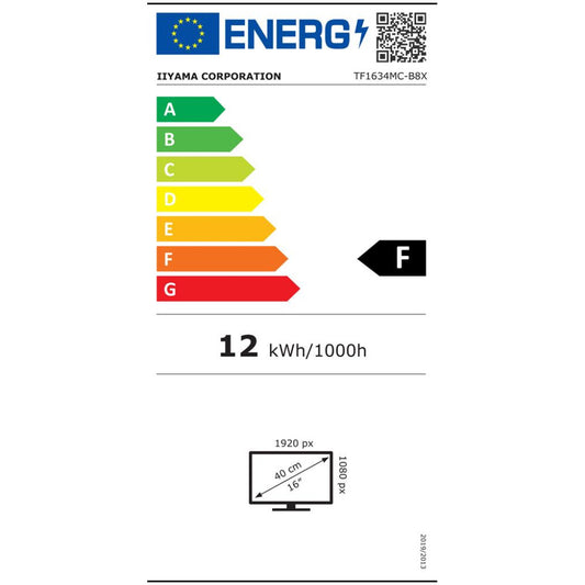 Monitor touch Iiyama 39,6 cm (15,6") TF1634MC-B8X 1920x1080 POS IPS 25ms VGA HDMI DisplayPort USB OpenFrame  7H ProLite