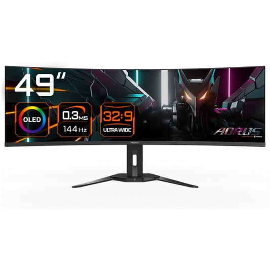 Monitor GigaByte 124,5 cm (49,0") CO49DQ 5120x1440 Curved Gaming 144Hz OLED 0,03ms 2xHDMI DisplayPort USB-C 18W 2xUSB3.2 HAS Zvočniki 2x5W  DCI-P3-99% FreeSync Premium Pro KVM HDR400 Aorus