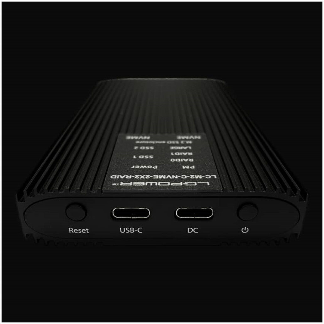 Ohišje za SSD disk M.2 => USB-C PCIe NVMe USB 3.2 Gen2 RAID 0/1 aluminij LC-Power (LC-M2-C-NVME-2X2-RAID)