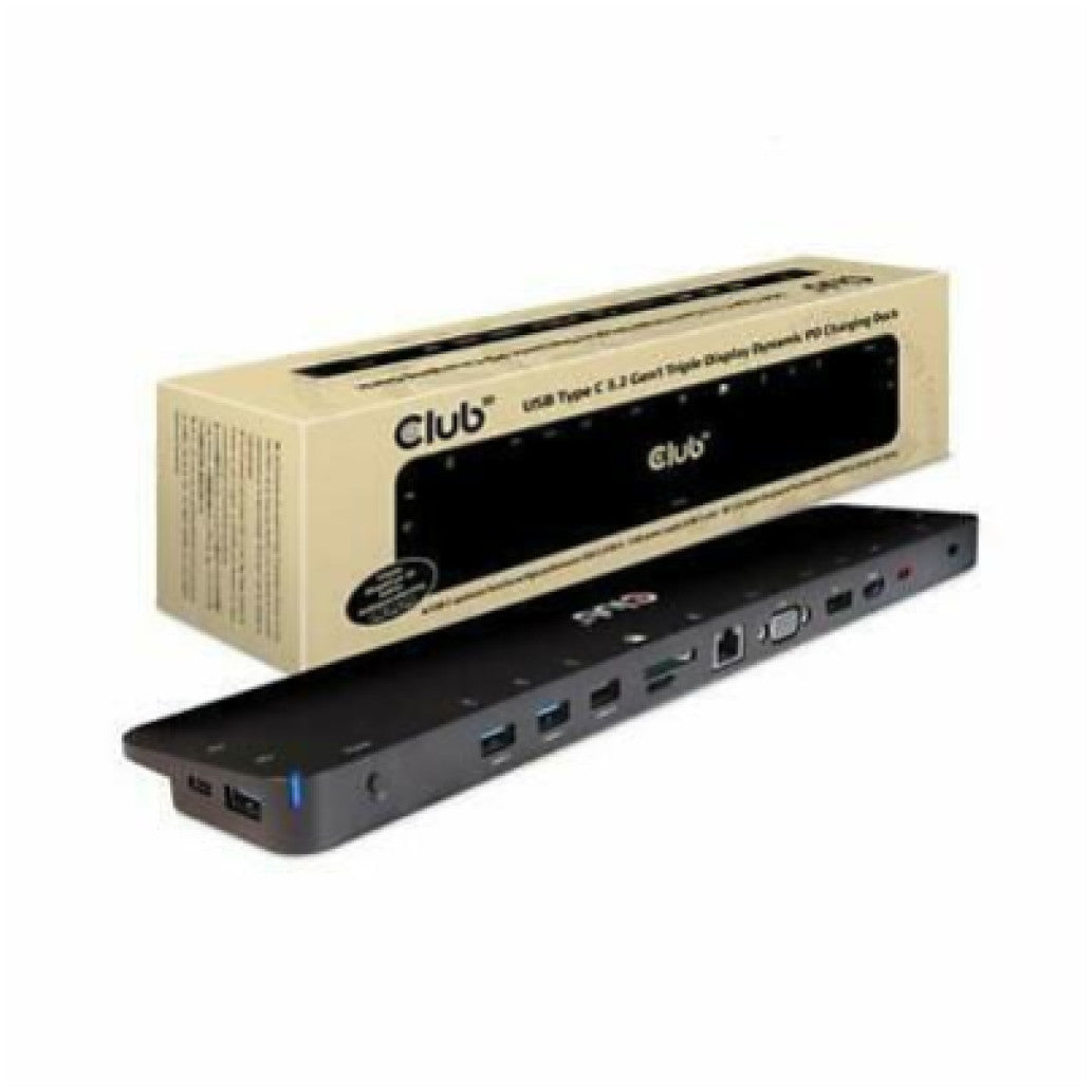 Priklopna postaja USB-C =>Club3D 1xHDMI 1xVGA 1xDisplayPort 3xUSB3.0 2xUSB2.0 1xUSB-C 1xUSB-C PD60W 1xLAN Čitalec kartic 1x3,5mm priložen polnilec (CSV-1564W100)