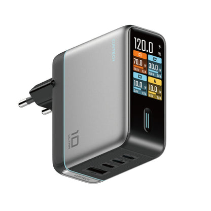 Hišni polnilec 100-240V => 3x USB-C USB-A 120W AD1204U z IPS zaslonom priložen kabel USB-C Cuktech srebrn (AD1204U)