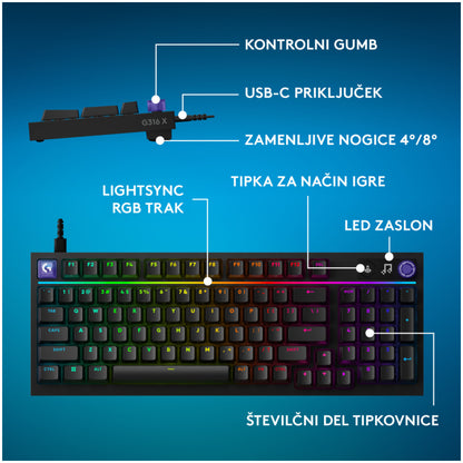 Gaming Tipkovnica Žična Logitech G316 X 98 | SLO gravura črna RGB (920-014201)