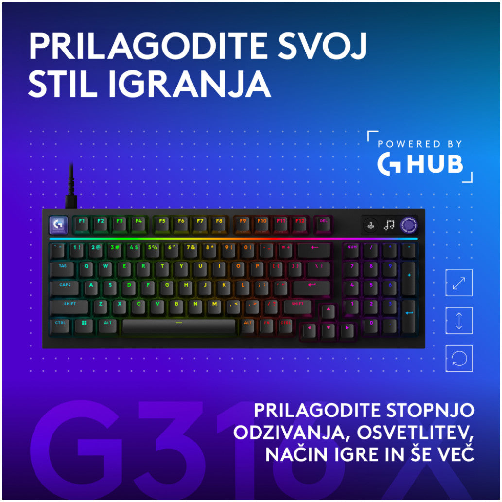Gaming Tipkovnica Žična Logitech G316 X 98 | SLO gravura črna RGB (920-014201)