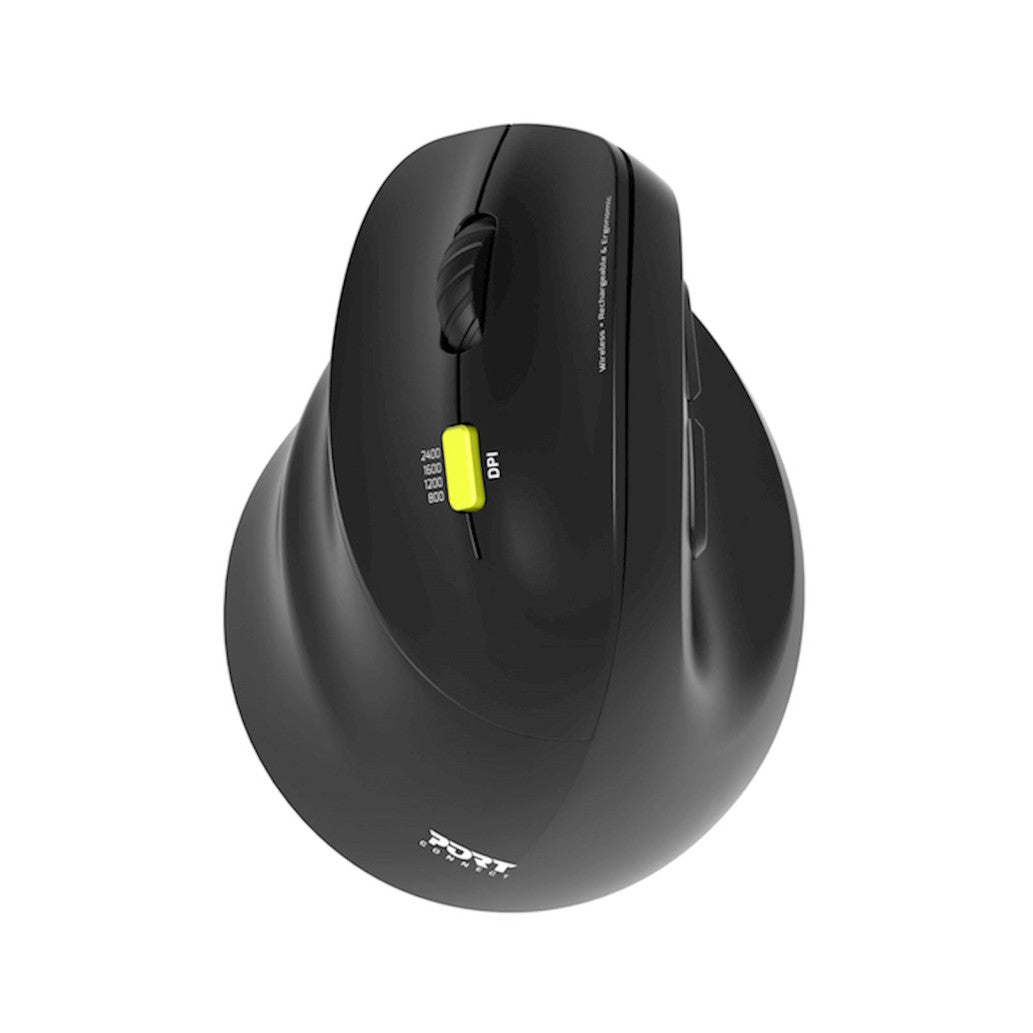 Miš brezžična + Bluetooth ergonomska Port Ergo 2400DPI za levičarje 5 gumbov črna (910008)