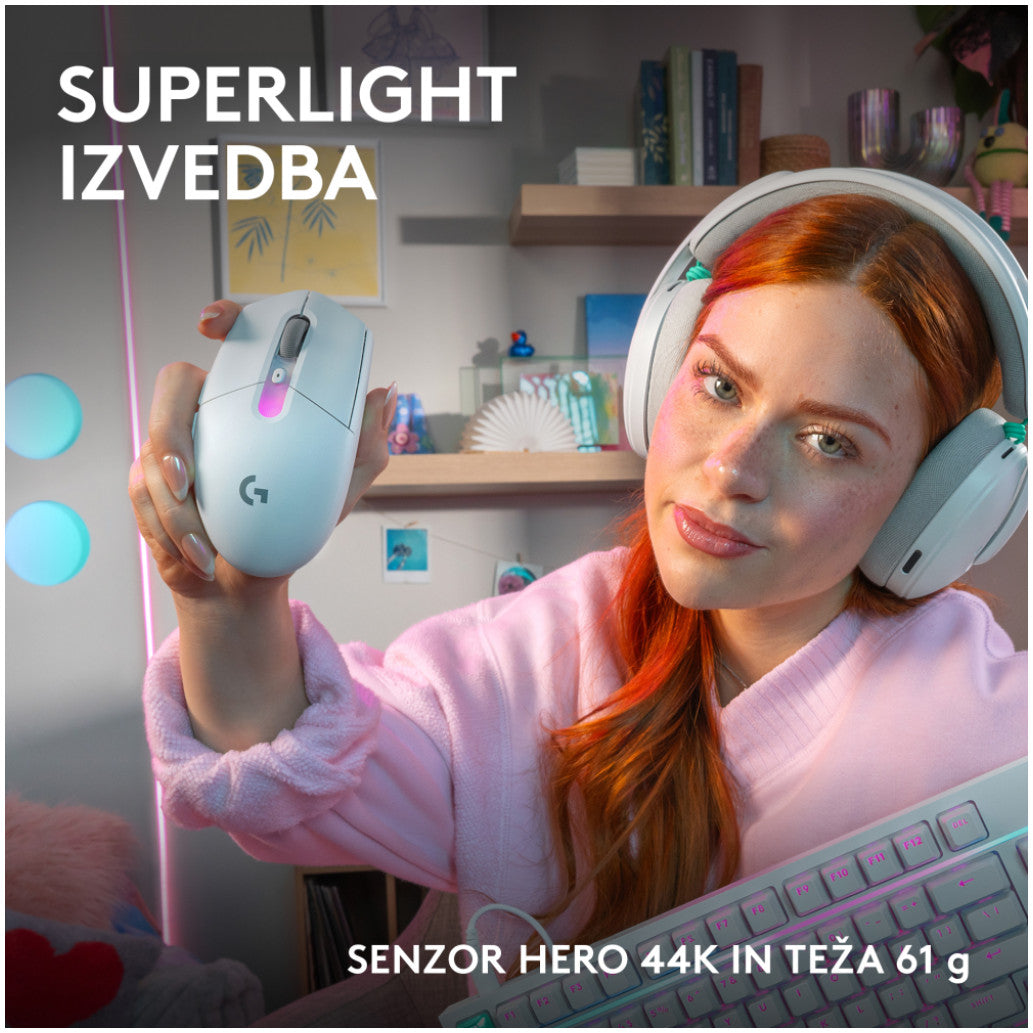 Gaming miška brezžična Logitech G305 X Superlight, bela (910-007747)