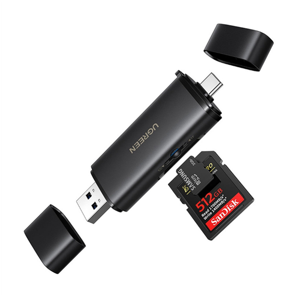 Zunanji čitalec kartic USB-C/A SD microSD Ugreen črn