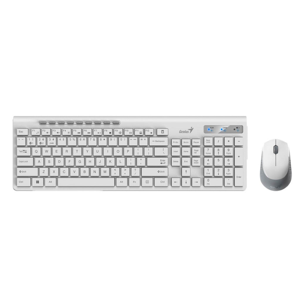 Tipkovnica in miš Genius brezžična + Bluetooth Slim Star 8230 SLO bela (31340015411)