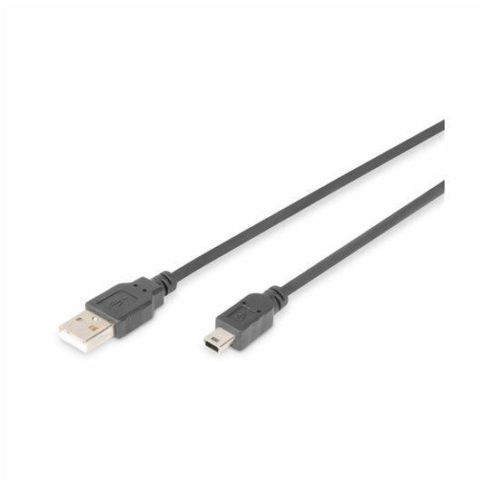 Kabel USB A(m) => USB-B mini 1,8m dvojno oklopljen črn Digitus (AK-300108-018-S)