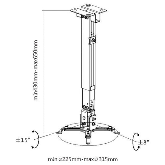Nosilec stenski za projektor Equip, 20kg, 43-65 cm, naklon ±15 - črn