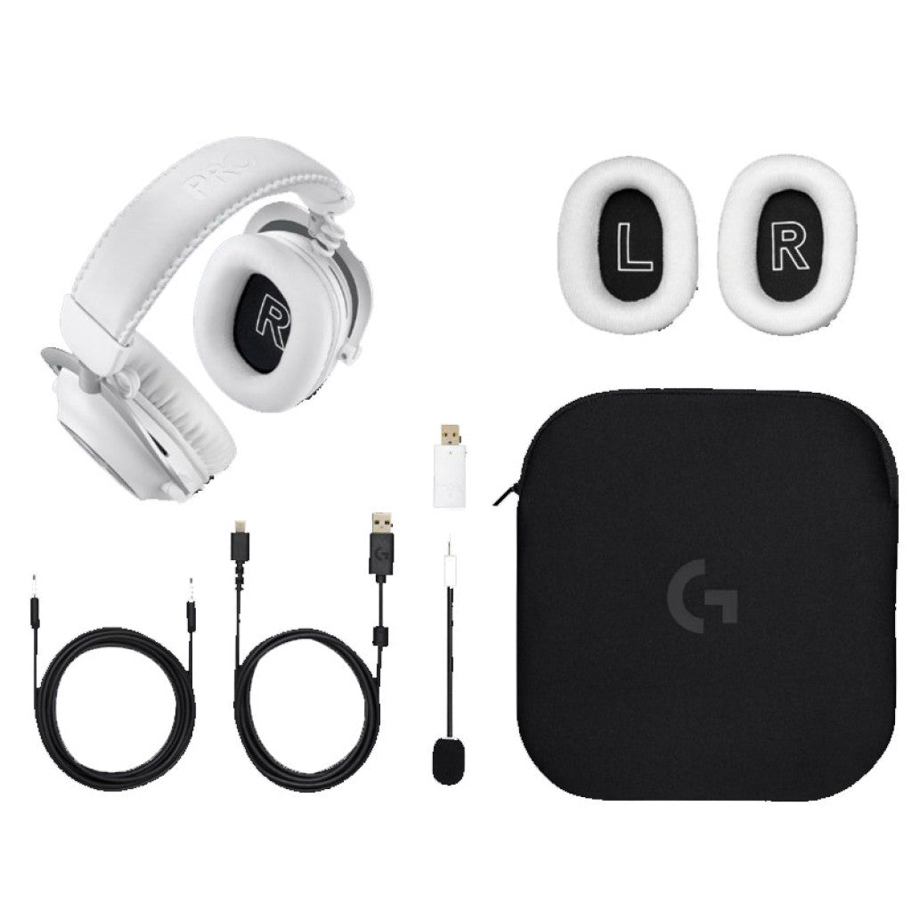 Slušalke brezžične Logitech naglavne z mikrofonom BT/1x3,5mm/USB G PRO X 2 LIGHTSPEED bele (981-001269)