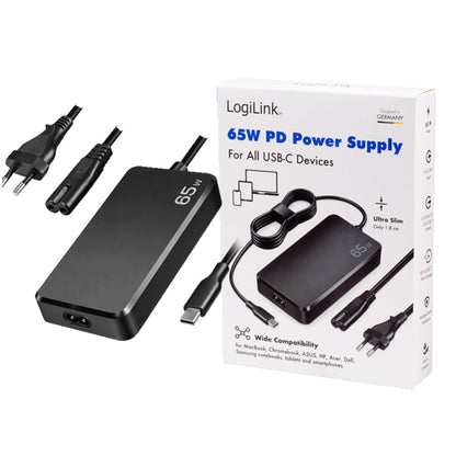 Napajalnik za prenosnik univerzalni 65W USB-C PD 3.0 LogiLink (PA0413)