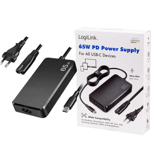 Napajalnik za prenosnik univerzalni 65W USB-C PD 3.0 LogiLink (PA0413)