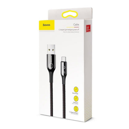 Kabel USB-C => USB-A 2.0 tekstil ovoj 1,00m 5V/3A QC3 LED indikator polnjenja Baseus črn(CATCD-01)