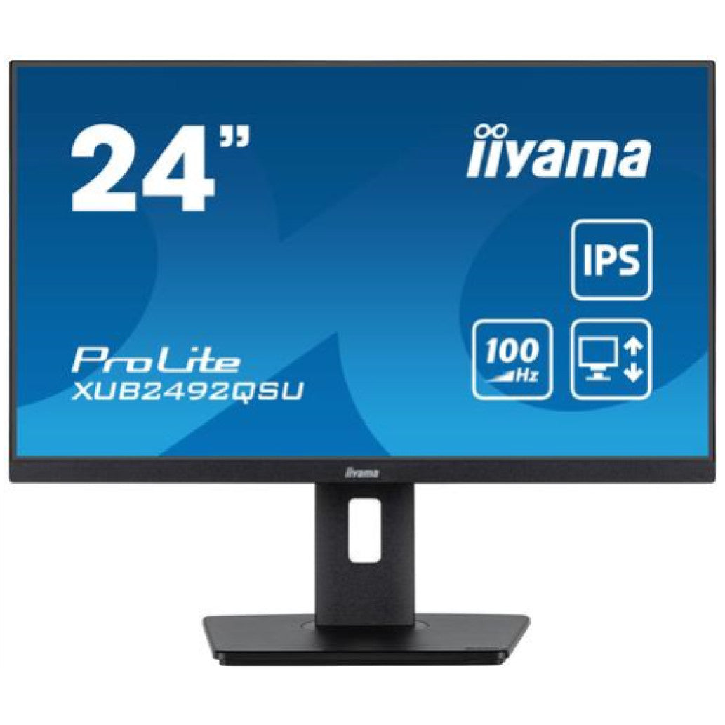 Monitor Iiyama 60,5 cm (23,8") XUB2492QSU-B1 2560x1440 100Hz IPS 0,5ms HDMI DisplayPort 3xUSB3.2 USB-C-Out Pivot Zvočniki  sRGB99% FreeSync ProLite
