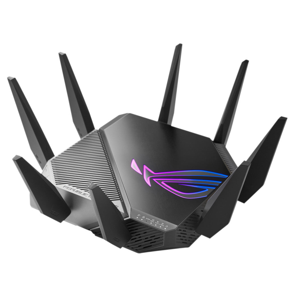 Usmerjevalnik brezžični Asus ROG Rapture GT-AXE11000 WiFi6E 802.11ax AX11000 4804Mbit/s 5G MESH OFDMA triband 1xLAN/WAN2,5GB 4xLAN 8x antena (90IG06E0-MO1R00)